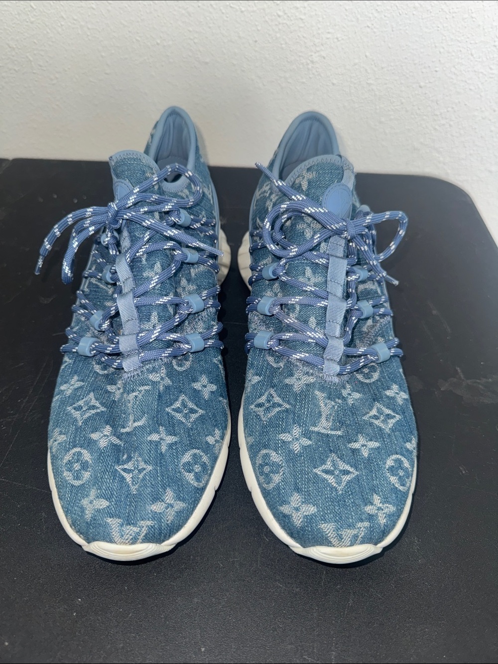 Louis Vuitton Blue Monogram Denim Sneakers - Picture 4 of 5